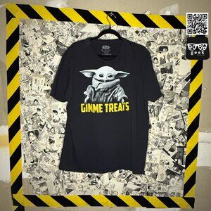 Mens STAR WARS Grogu Gimme Treats Black T Shirt SIZE XL Short Sleeve
